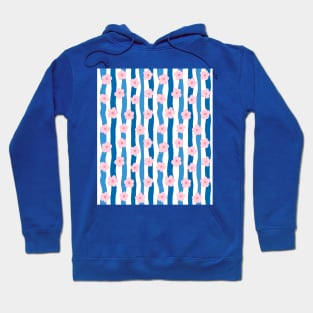 Pink and Blue Groovy Flowers Stripy Pattern Hoodie